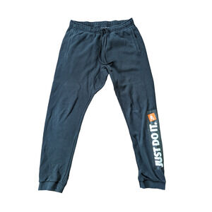 NIKE SPORTSWEAR JUST DO IT MEN'S JOGGERS SWEATPANTS BLACK ORANGE LOGO SIZE L